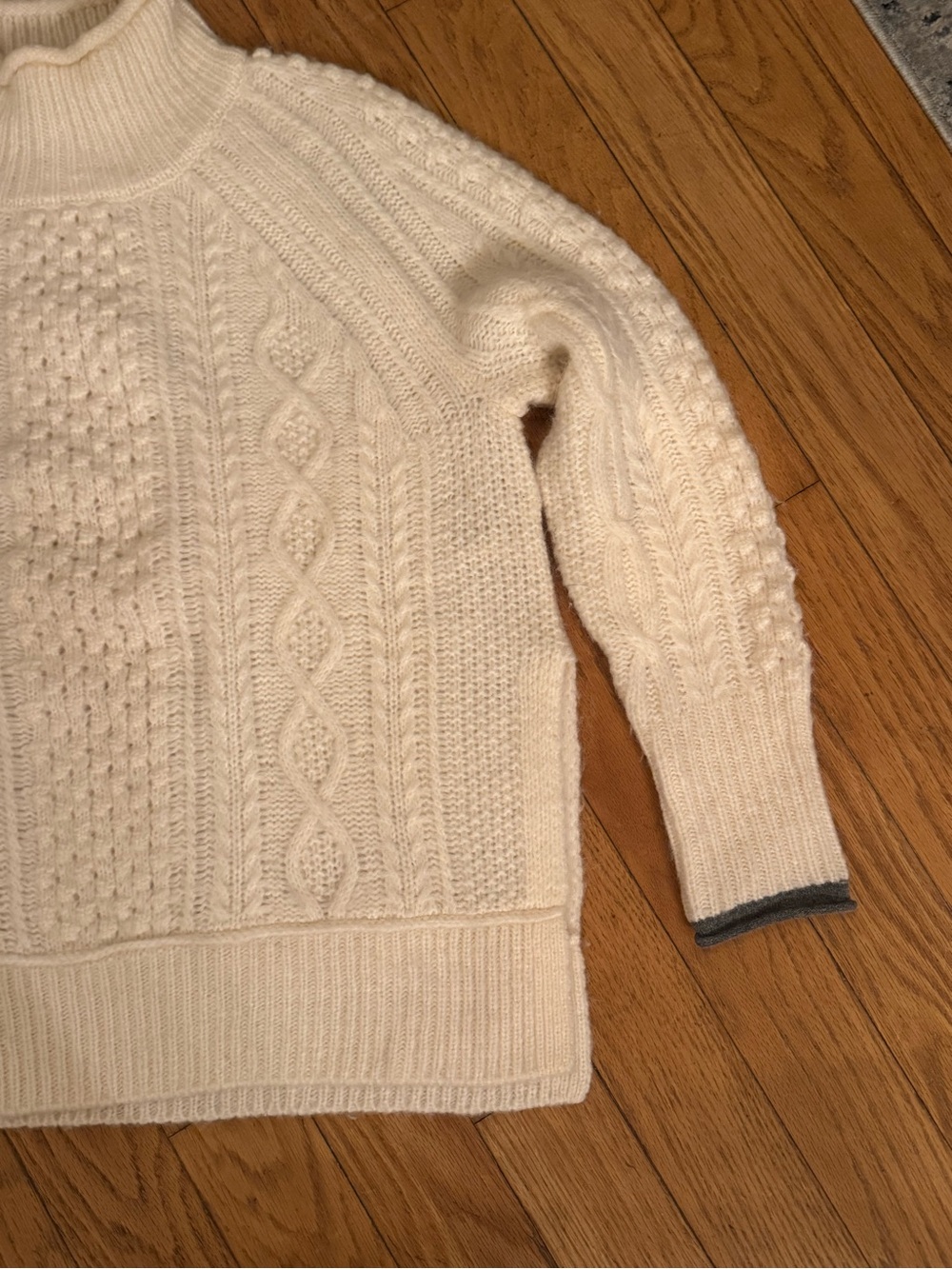 Alex Mill Womens Camil Cable Knit Mockneck Rollneck Sweater Sz M Fisherman Cozy - Picture 3 of 11
